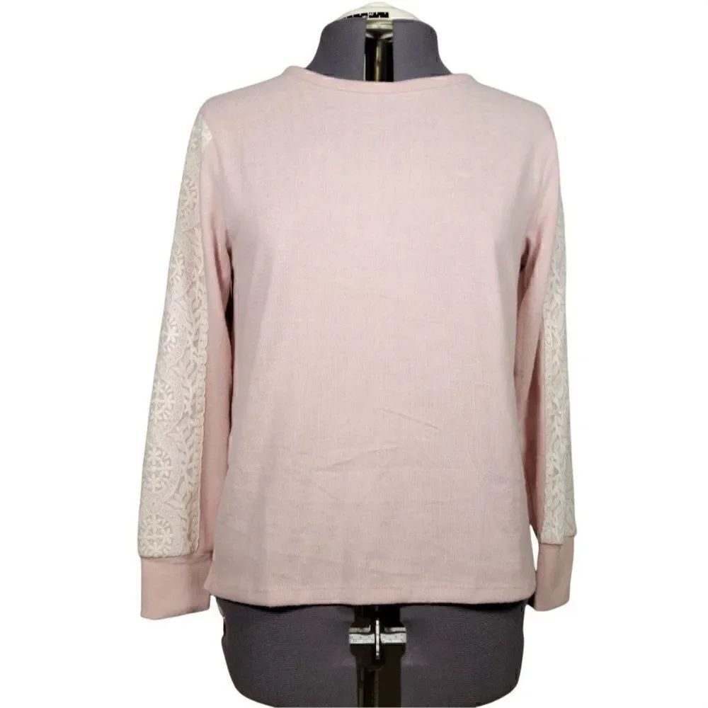 Flora Nikrooz Lace-trim Crew Neck Sweater Sz M